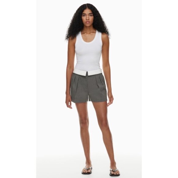 Aritzia Pants - NWT Aritzia Babaton Bureau Grey Fold Over Shorts Woman’s SZ 8